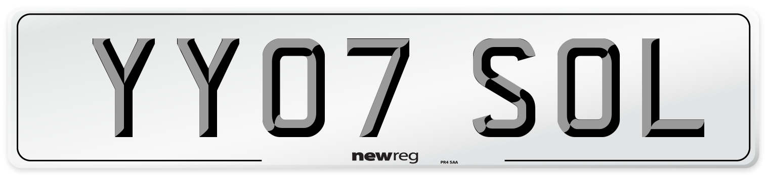 YY07 SOL Number Plate from New Reg
